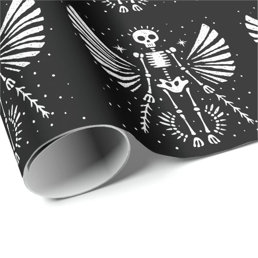 Engel skelet Gotische Kerstmis Cadeaupapier (Rol Hoek)