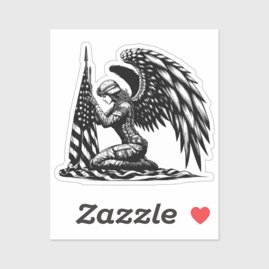 engel soldaat vrouw USA Vlag Patriottische Kunst Sticker (Vel)