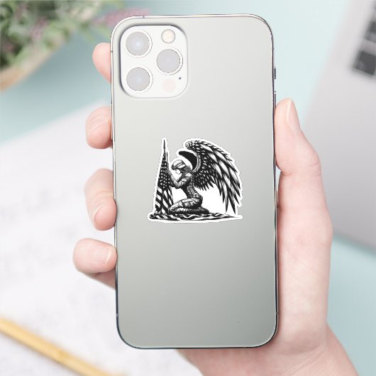 engel soldaat vrouw USA Vlag Patriottische Kunst Sticker (Telefoon)