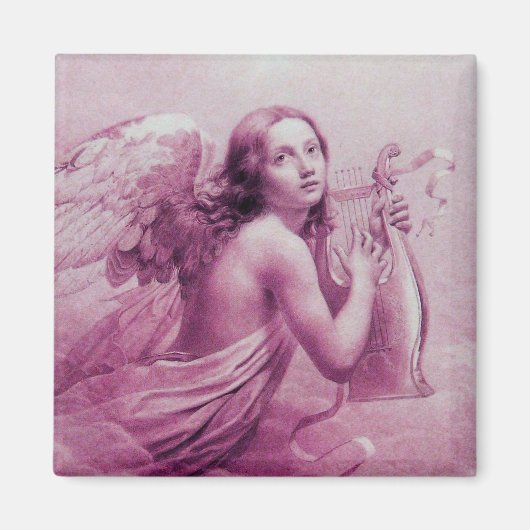 ENGEL SPEELT LYRA OVER DE WOLKEN roze Magneet (Voorkant)