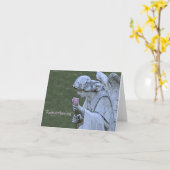 "ENGEL STANDBEELD KNIELEN, ROZE ROOS VASTHOUDEN / KAART (Gele Bloem)