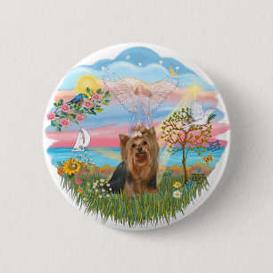 Engel Ster-Yorkshire Terrier (#7) Ronde Button 5,7 Cm