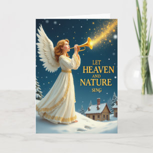 Engel Trompet Kerstkaart Laat Hemel en Natuur Kaart