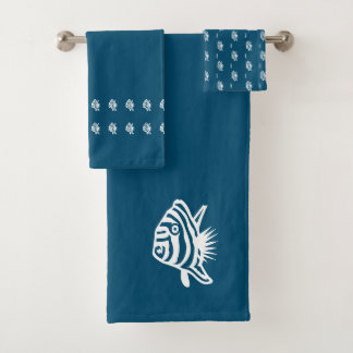 Engel-vis Zee Blauw-witte kustdeco Bad Handdoek