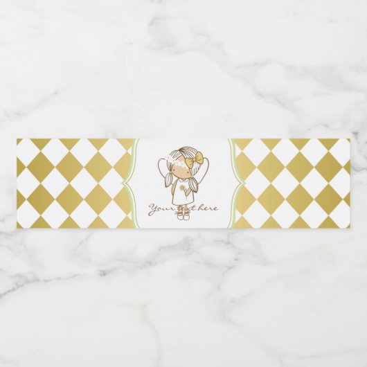 Engel Waterfles Etiketten-Goud & Groen Waterfles Etiket (Enkel label)