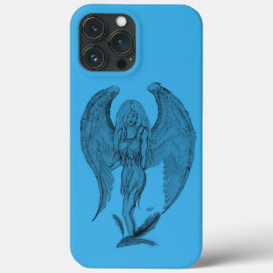 Engel zwart-blauw ontwerp iPhone 13 pro max hoesje