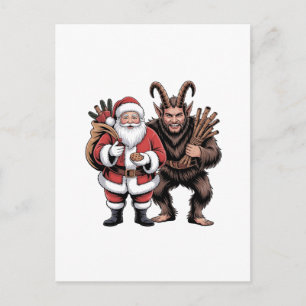 Engelachtig grappige horror Kerstman Krampus Kerst Feestdagenkaart