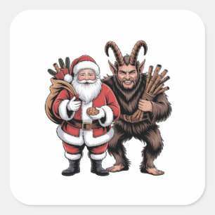 Engelachtig grappige horror Kerstman Krampus Kerst Vierkante Sticker