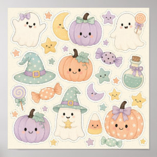 Engelachtig Griezige Pastel Halloween Vel Poster