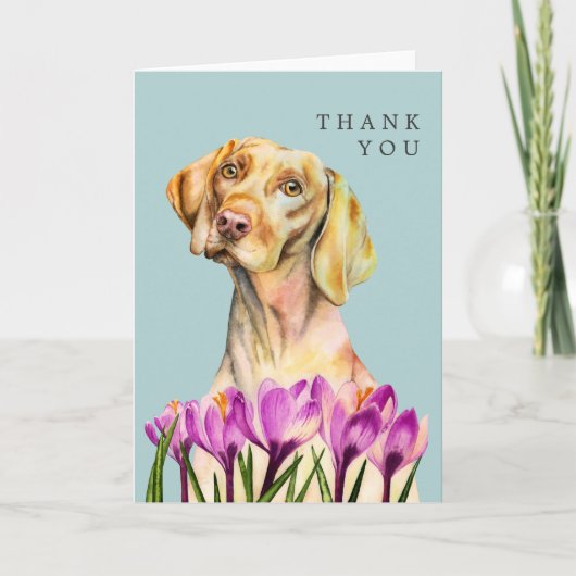 engelachtig | Vizsla Dog en Crocus Waterverf Art Kaart (Voorkant)