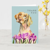 engelachtig | Vizsla Dog en Crocus Waterverf Art Kaart (Gele Bloem)