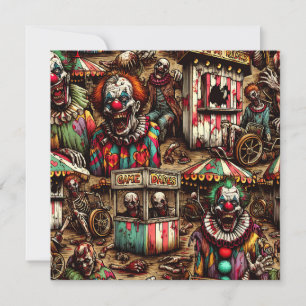 Engelachtige clown zombie op kermis Halloween Kaart