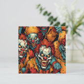 Engelachtige Clown Zombies Halloween Feestdagenkaart (Staand voorkant)