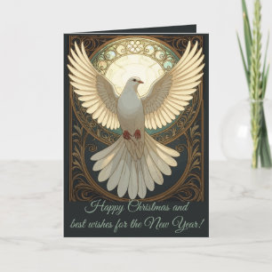 Engelachtige Duif Antieke Art Nouveau Vector Feestdagen Kaart