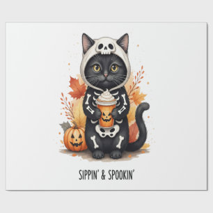 Engelachtige Griezeldier Halloweenkat Cadeaupapier