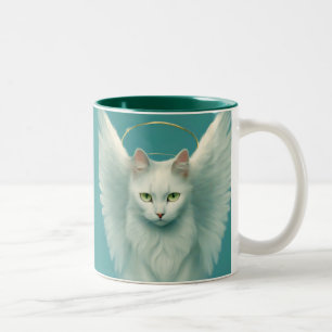 engelachtige kat tweekleurige koffiemok