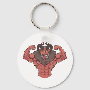Engelachtige Krampus Kerstmis Flexing Spier Fitnes Sleutelhanger