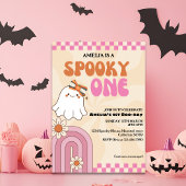 Engelachtige lieve spookachtige roze meisje eerste kaart