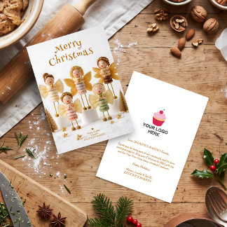 Engelachtige Macaron Voedsel Bedrijf Kerstmis TMF2 Feestdagenkaart