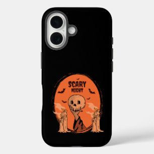 Engelachtige Nacht Halloween Schedel & Vleermuis O iPhone 16 Hoesje