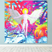 Engelachtige Robot Canvas Afdruk (Insitu (Houten vloer))