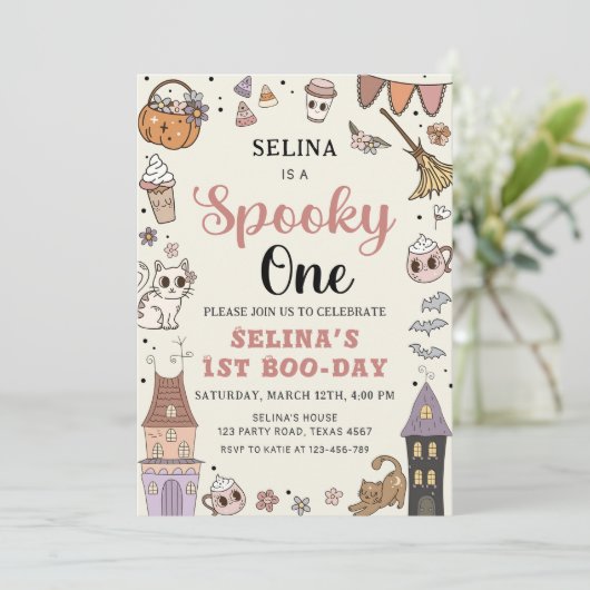 Engelachtige Spook Halloween 1e Verjaardag Kaart (Staand voorkant)