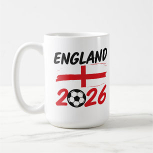 Engeland 2026 Voetbalfan Design, Kruis en Voetbal Koffiemok