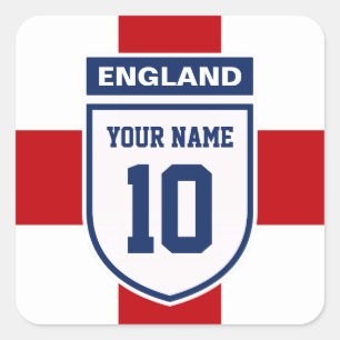 Engeland Allegiance Fans - Naam Nummer Vierkante Sticker