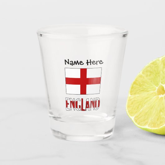 Engeland en Engels vlaggen met Jouw naam Shot Glas (Voorkant)