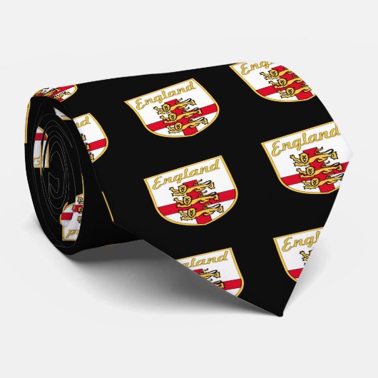 Engeland, Engels, 3 Lions Badge of Crest, Black Ba Stropdas (Opgerold)