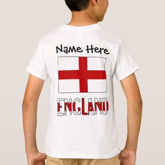 Engeland Engels Vlag Zwart Personalisatie T-shirt (Achterkant)