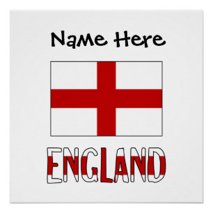 Engeland Engelse Vlag Zwart Personalisatie Perfect Poster