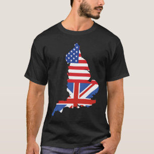 Engeland - kaart VS vlag Britse vlag Half Britse h T-shirt