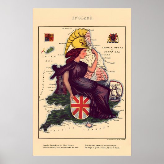 Engeland Komische Kaart Vintage Lithografie 860s Poster (Voorkant)
