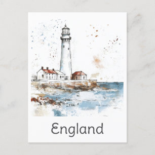 Engeland Lighthouse Coast Waterverf Britse reizen Briefkaart
