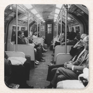 Engeland Londense spoorweg in touringcar 1970 Vierkante Kartonnen Onderzetter