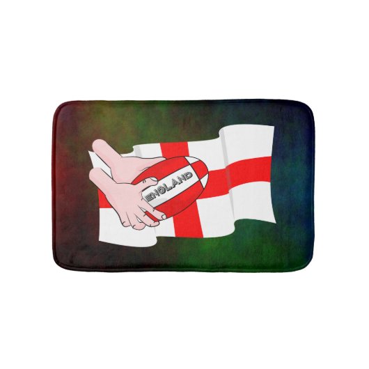 Engeland Rugby Team Supporters Vlag Met Bal Badmat (Voorkant)