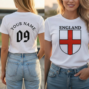 Engeland Schild Crest Persoonlijke Naam Nummer T-shirt