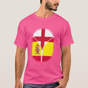 Engeland Spanje Vlag Engels Spaans Rits T-shirt