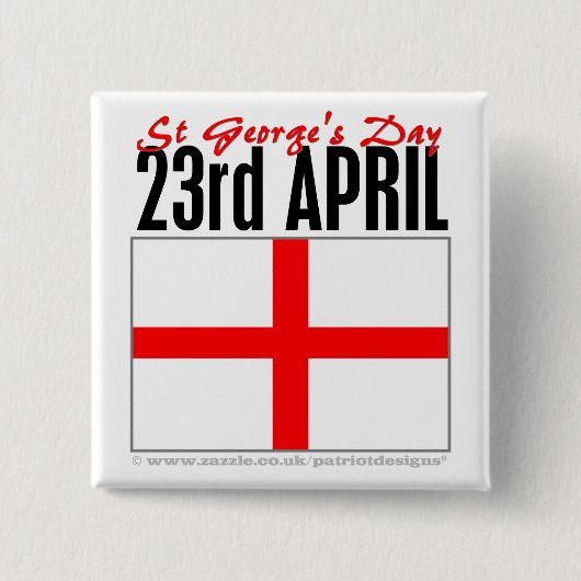 Engeland, St. George's Day Vierkante Button 5,1 Cm (Voorkant)