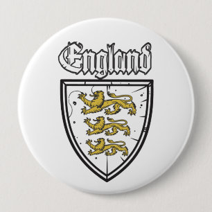 Engeland Three Lions Houten Schild Ronde Button 4,0 Cm