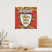 Engeland Three Lions Schild Poster (Keuken)