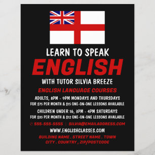 Engeland Vlag, Engelse taalcursus Advert Flyer