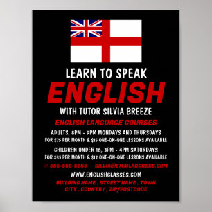 Engeland Vlag, Engelse taalcursus Advert Poster