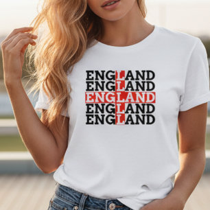 Engeland Vlag Naam Herhaal Typografie Voetbal Fan T-shirt