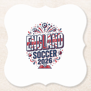 Engeland Voetbal 2026 Voetbal Vet Land Typografie Kartonnen Onderzetters