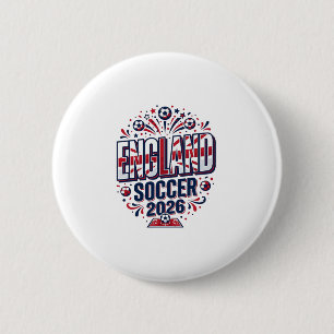 Engeland Voetbal 2026 Voetbal Vet Land Typografie Ronde Button 5,7 Cm