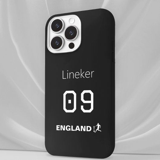 Engeland Voetbal Zwart Wit Hoesje Aangepaste Naam iPhone Hoesje
