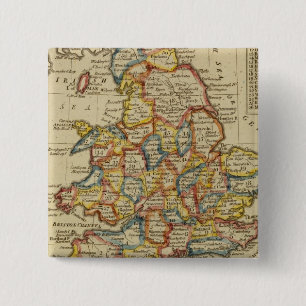 Engeland, Wales 6 Vierkante Button 5,1 Cm