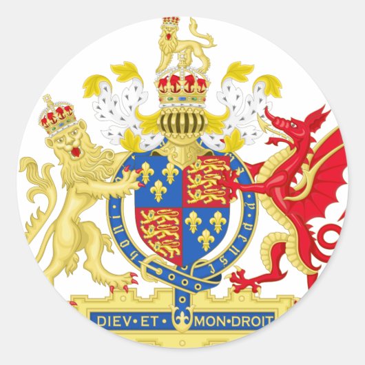 Engeland Wapen Ronde Sticker (Voorkant)